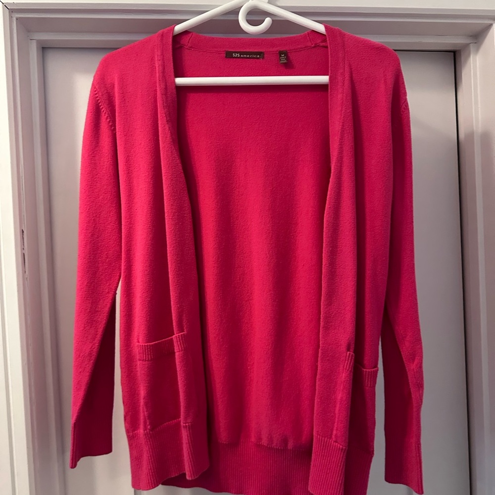 525 America Vibrant Pink Open Front Cardigan